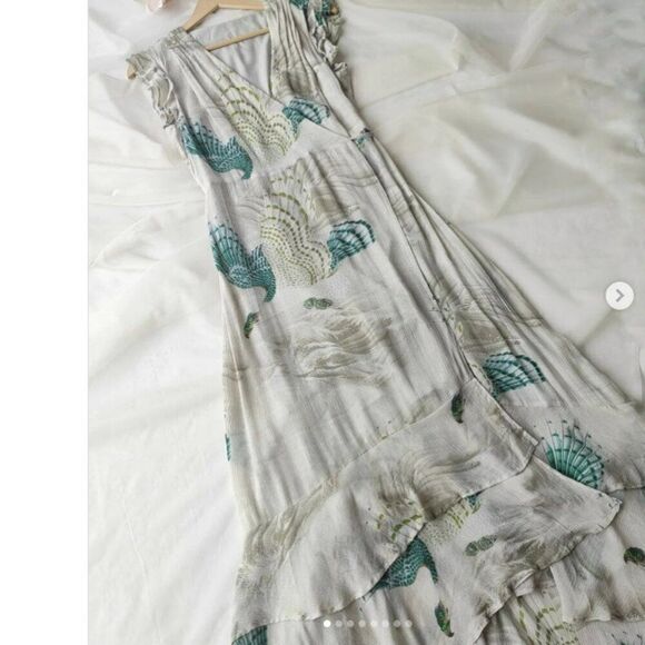 NWT All Saints Dela Ngaru Sea Green Flowy Crepe Wrap Dress US Size 0 - Picture 1 of 13